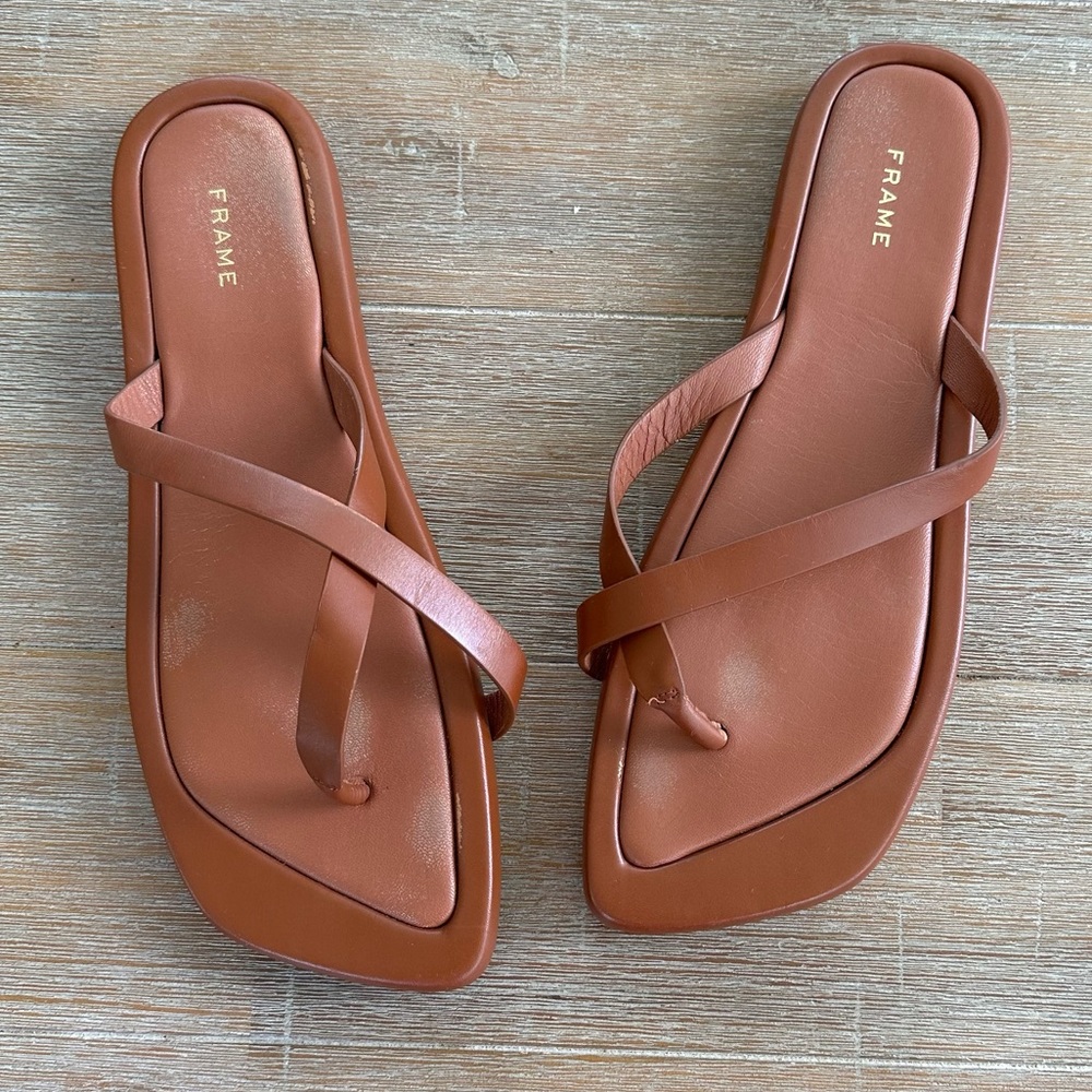 Frame Le montauk brown leather sandals